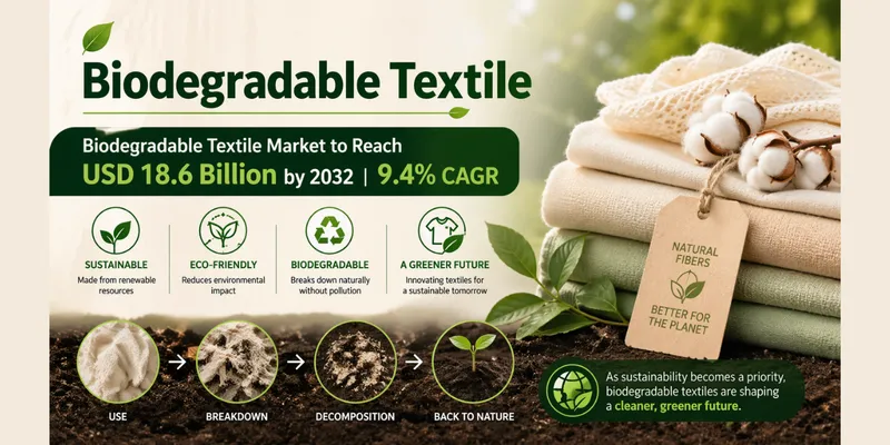 Biodegradable Textile Market to Reach USD 18.6 Billion by 2032 | 9.4% CAGR Driven by  Sustainable Shift 